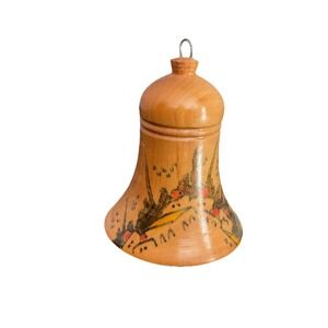 Vintage carved, hand-painted Olive Wood miniature Bell from‎ Jerusalem